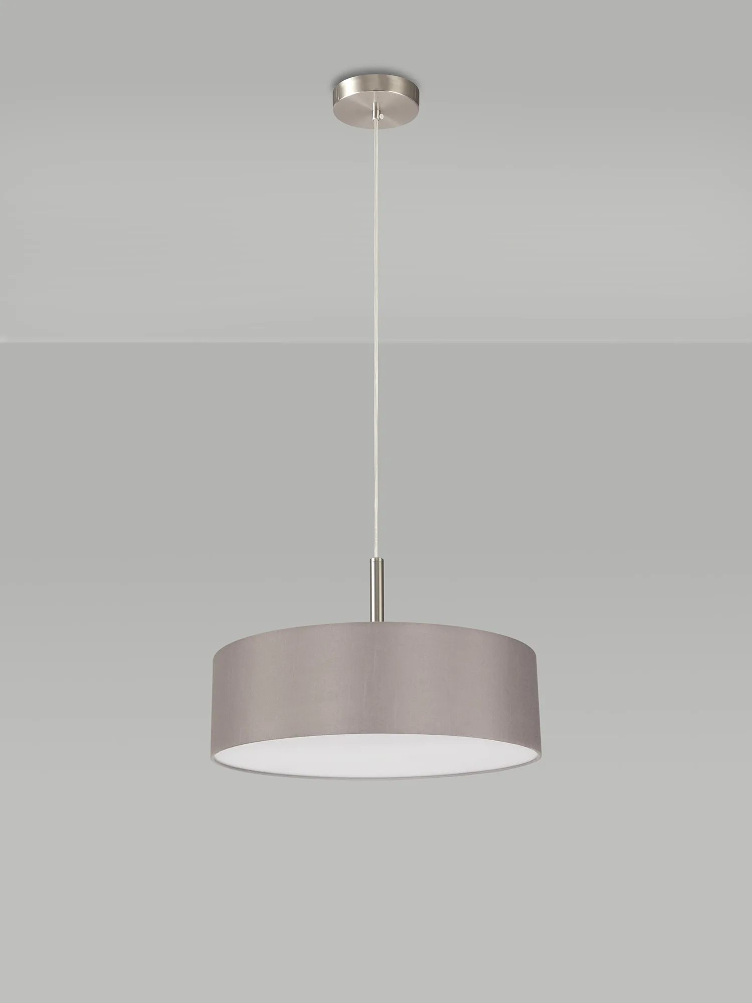 Baymont 45cm 3 Light Pendant Satin Nickel, Grey/White DK0720  Deco Baymont SN GR